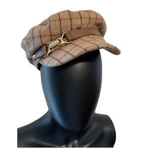 International Concepts Women's Camel Color -Plaid W/ Faux Leather Strap OS NWT